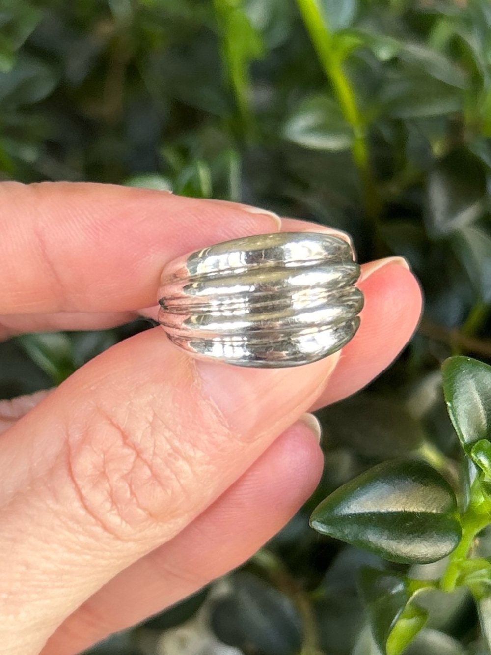 Vintage Sterling Silver Ribbed Dome Ring